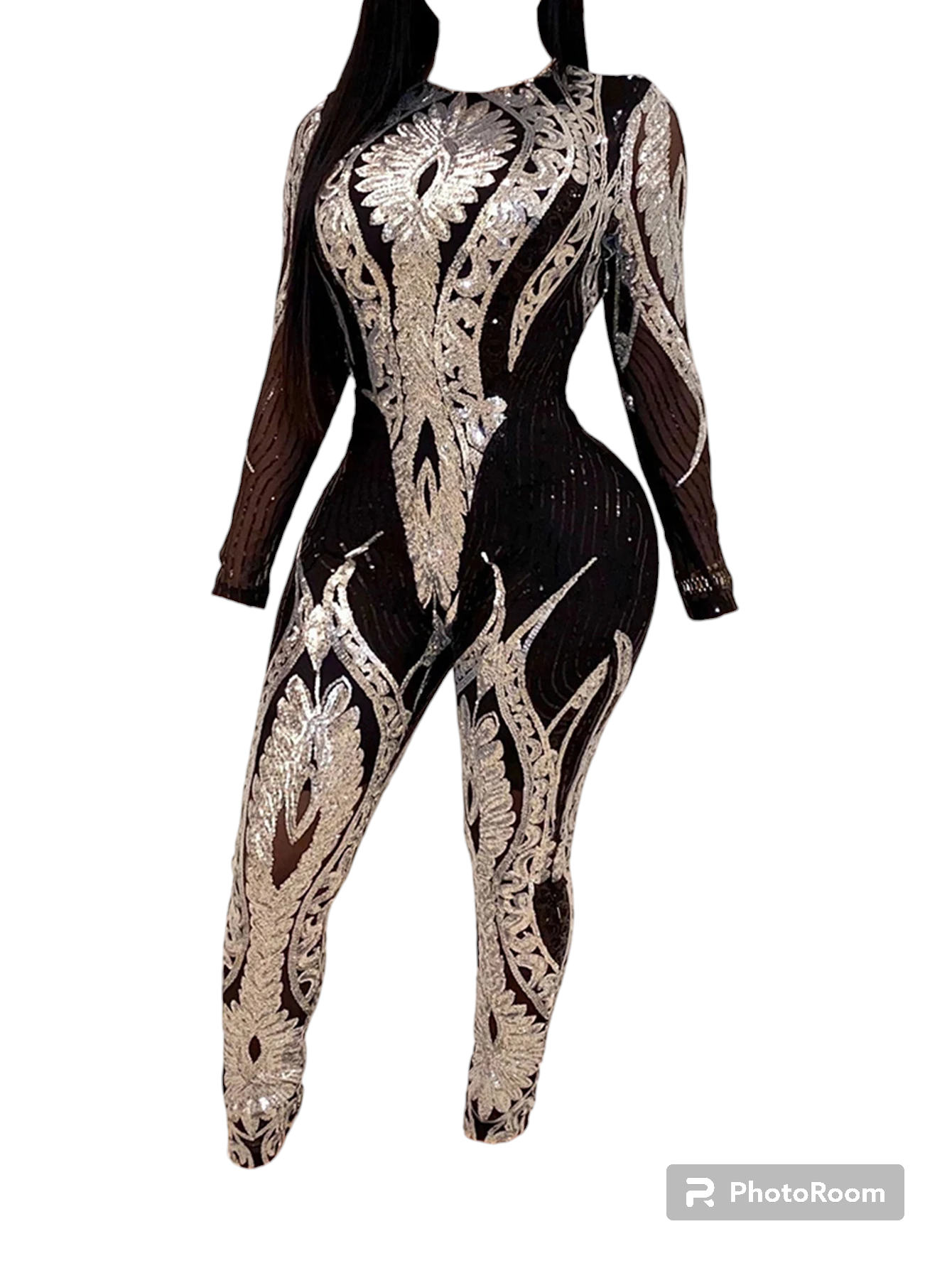 Sexy Long sleeve Sequin bodycon jumpsuit women body bodysuit one piece birthday party nightclub outfits womens jumpsuits overall