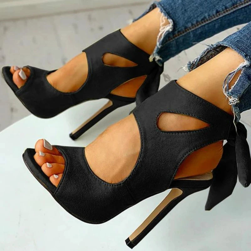 2022 Summer Pumps Sexy High-heeled Sandals for Women Ankle Strap Peep Toe High Heels Party Wedding Lace Up Ladies Heels Sandals