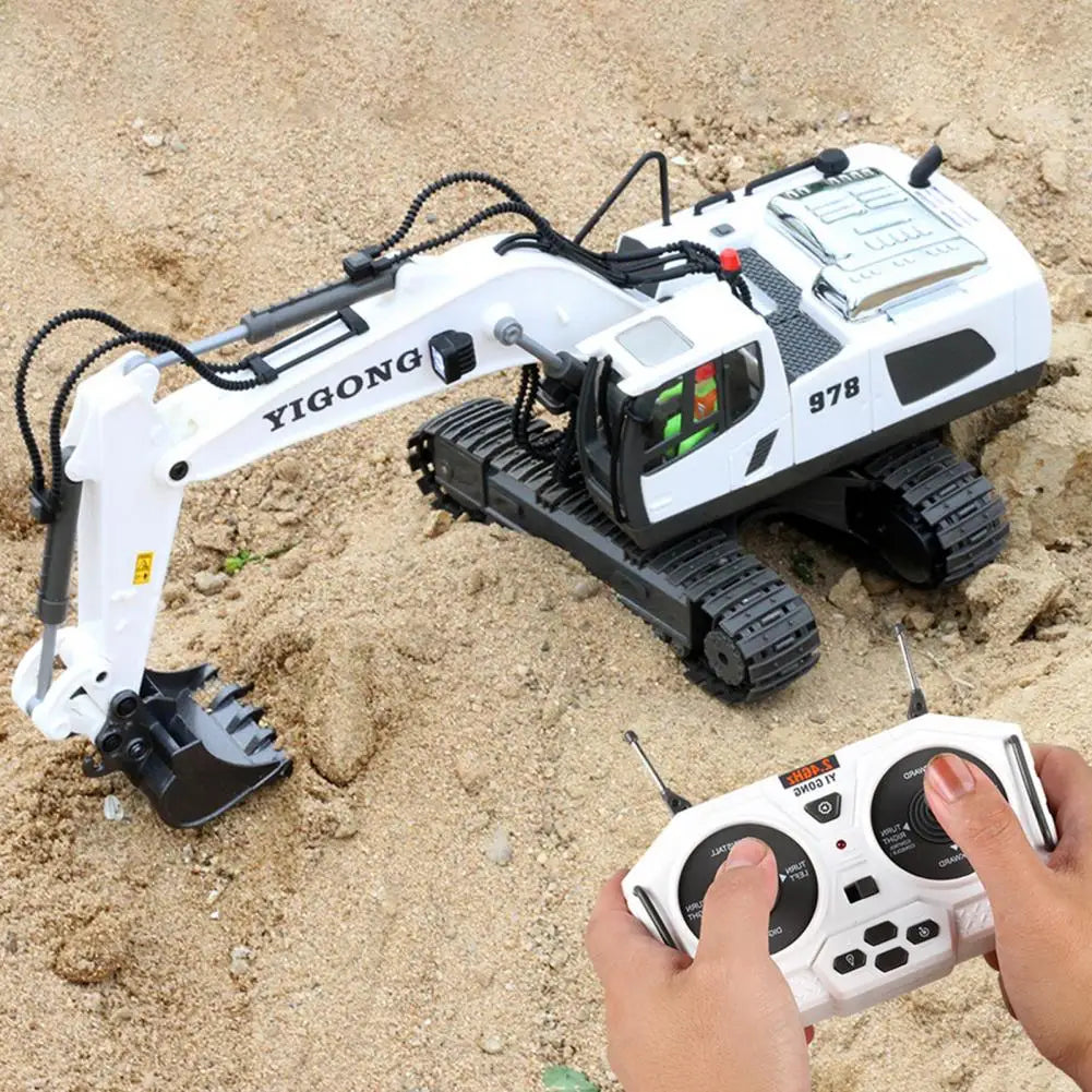 RC Excavator Rechargeable Remote Control Car Simulation Sound Eco-friendly RC Car Dumper Bulldozer Toys Christmas Gift