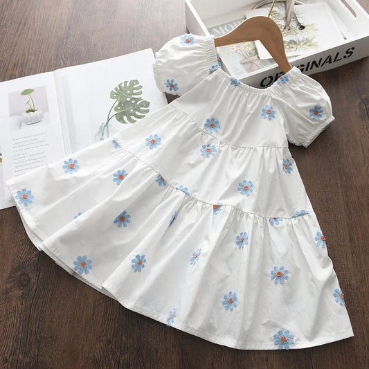 Baby Girls Casual Floral Dress New Summer Fashion Kids Princess Dresses Children Sweet Flowers Party Vestidos Cute Suits 3-7Y