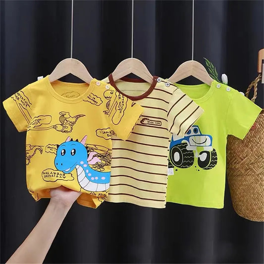 Summer Baby T-shirt Fashion Cartoon Girls Tees Short Sleeve Cotton Boys Tops Korean Casual Kids Clothes for 0-7Y Cheap Stuff