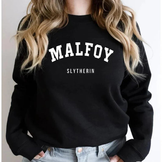 Malfoy Stylish Simple Letter Sweatshirt For Women All-Match New Sportswear Cusual Street Hoodie Crewneck Fashion Clothing