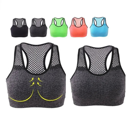 Women Breathable Sports Bra Padded Padded Sports Top No Underwire Seamless Sweat Absorbing Running