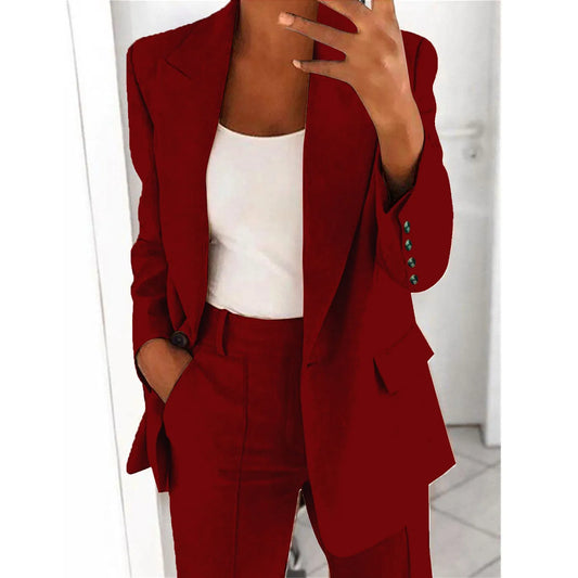 Women's Blazer Top Elegant Solid Long Sleeves Jacket Suit Jacket Business Fashion Spring Tracksuit Office Lady Blouse Coat Tops