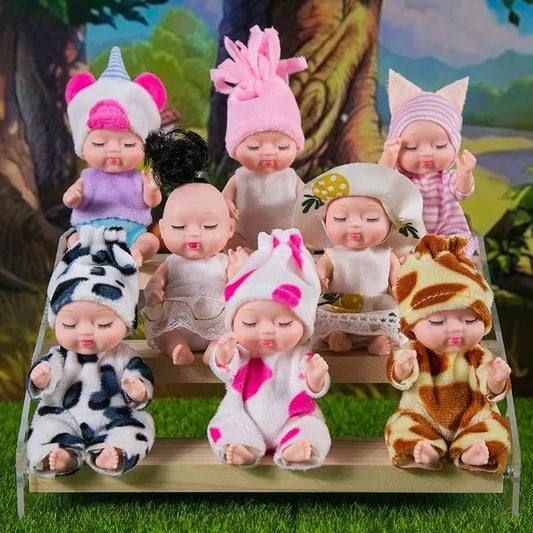New Fashion 11cm Simulation Rebirth Dolls Toy Mini Cute Sleeping Baby Series Doll Cartoon Animal Toy for Kids Birthday Gift