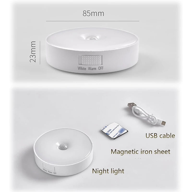LED Night Light Motion Sensor Light USB Rechargeable Kitchen Bedroom Magnetic Base Wall Light Stairs Lighting Night Lamp