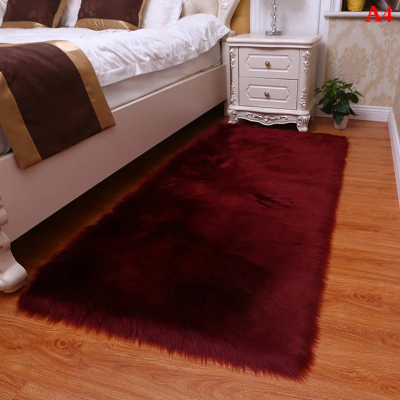 Soft Sheepskin Plush Carpet Imitation Bedside Mat Bedroom decoration Sofa Cushion White Plush Rugs Red Living Room Fur Carpet