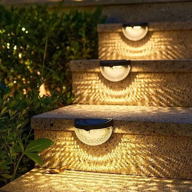 2PCS LED Solar Wall Light Energy Lamps Waterproof Stair Fence Lamp Semi-circular Light Outdoor Home Garden Decoration Lighting