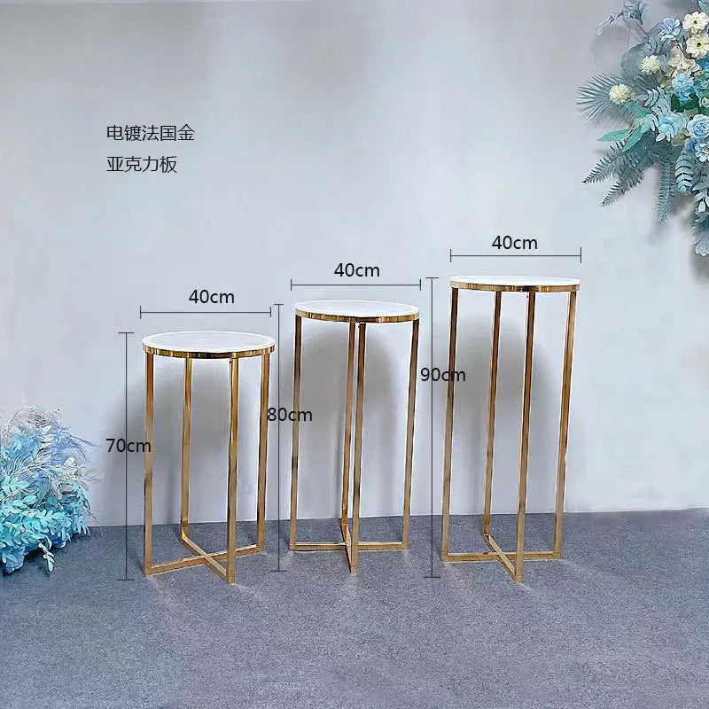 European Style Wedding Flower Stand, Window Display Stand, Shiny Metal, Small Bar Party, Home Decoration, Dessert Table, 3Pcs