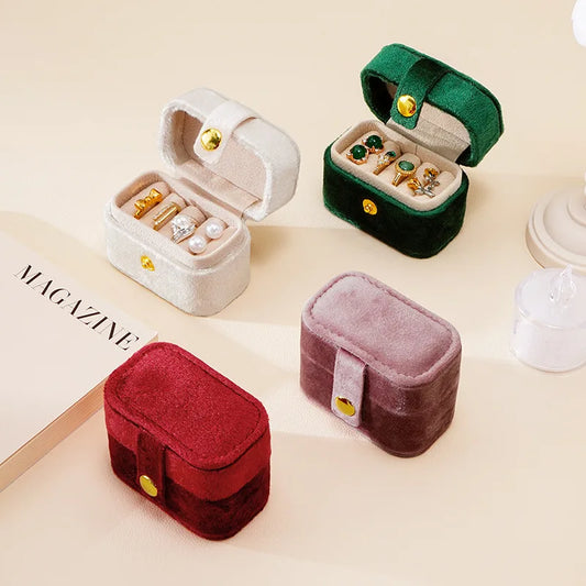 Mini Velvet Ring Box Portable Earring Storage Box Display Organization Ring Holder Exquisite Convenient Jewelry Accessories
