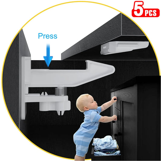 1-5Pcs Adhesive Baby Safety Lock for Drawer Cabinet Door Invisible Buckle Closet Locks Children Protection Baby Security Lock