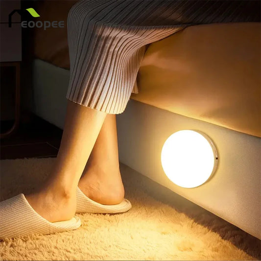 LED Night Light Motion Sensor Light USB Rechargeable Kitchen Bedroom Magnetic Base Wall Light Stairs Lighting Night Lamp