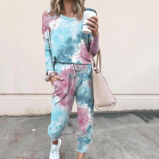 Simple  Sweatshirt Pants Set Thick Long Sleeve Loose Casual Tracksuit Mid Waist Two Piece Set Casual Tracksuit for Daily Wear