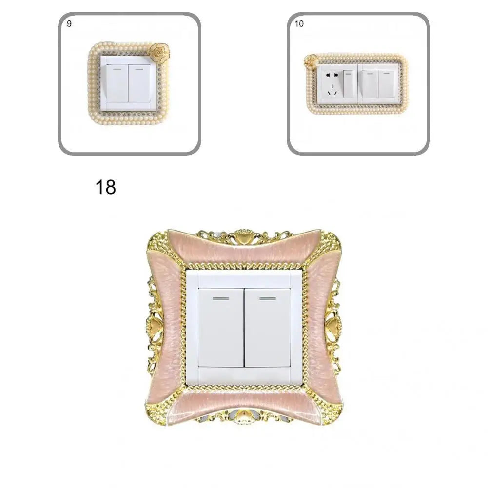 Wall sticker switch stickergold and silver light switch cover single and double surround socket border rose edge home decoratio