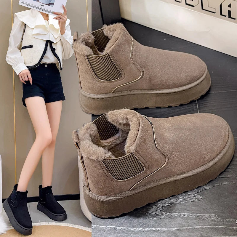 Winter Women Snow Boots Plush Warm Non Slip Waterproof Ladies Flats Sneakers Casual Slip on Female Ankle Boots Botas Mujer