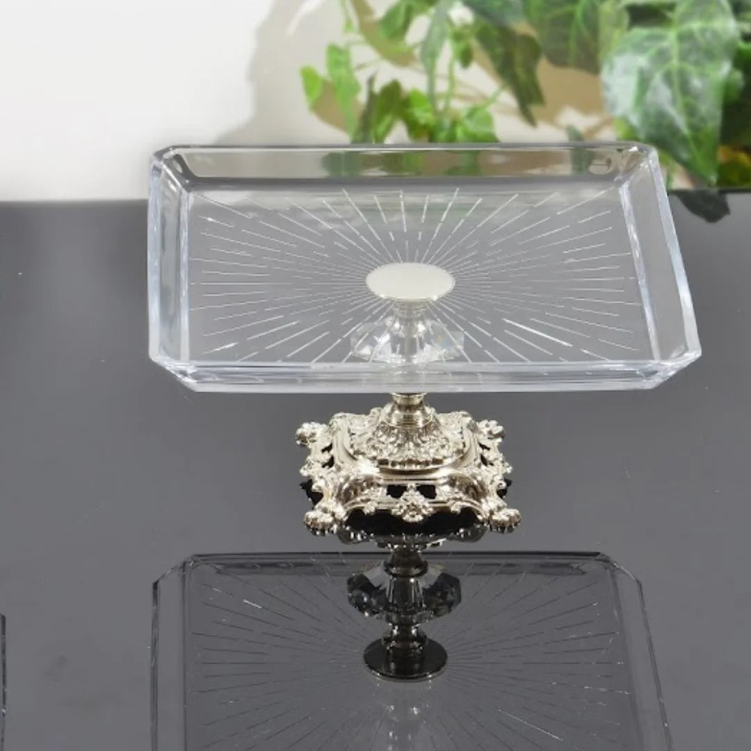 Glass Dinner Plates Serving Set Tray one Tier Cookie Cake Stand Sushi Plates Serving Plates Dishes Serving Tray Luxury Food Tray