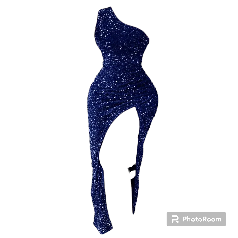 Party Dresses  For Women Clothing New Arrivals Sexy Sequin Night Robe One Shoulder Sleeveless Bodycon Evening Maxi Dress