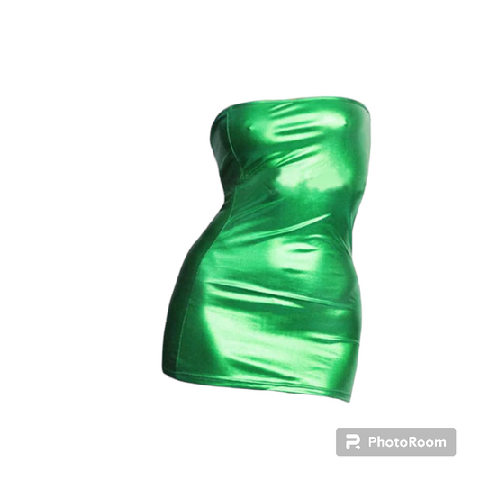 Sexy Women Patent Leather Wet Look Tube Dress Bodycon Clubwear Imitation Leather Chest Wrap Dress Short Skirt Brand New