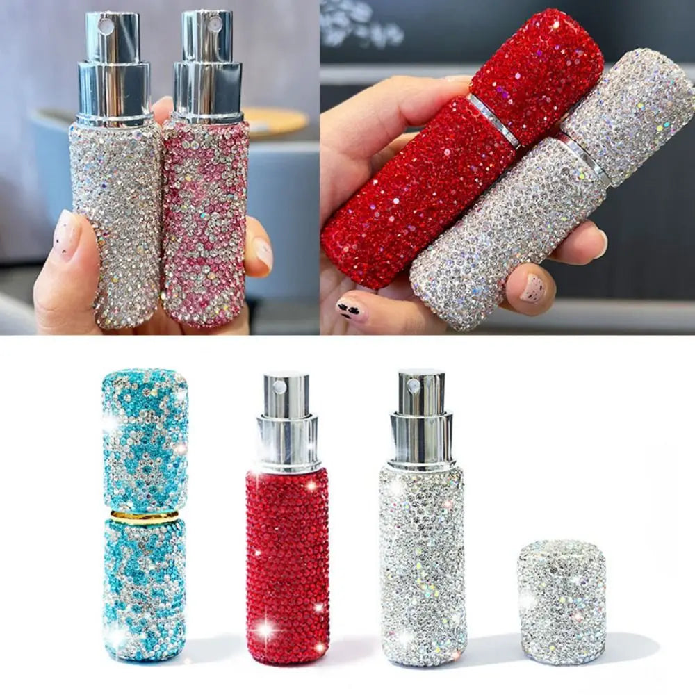 Mini Diamond-encrusted Perfume Bottle Atomiser Luxury 10ml Refillable Spray Bottle Empty Press Pump Women