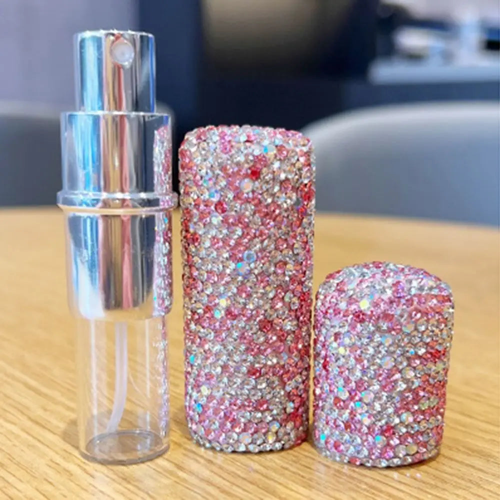 Mini Diamond-encrusted Perfume Bottle Atomiser Luxury 10ml Refillable Spray Bottle Empty Press Pump Women