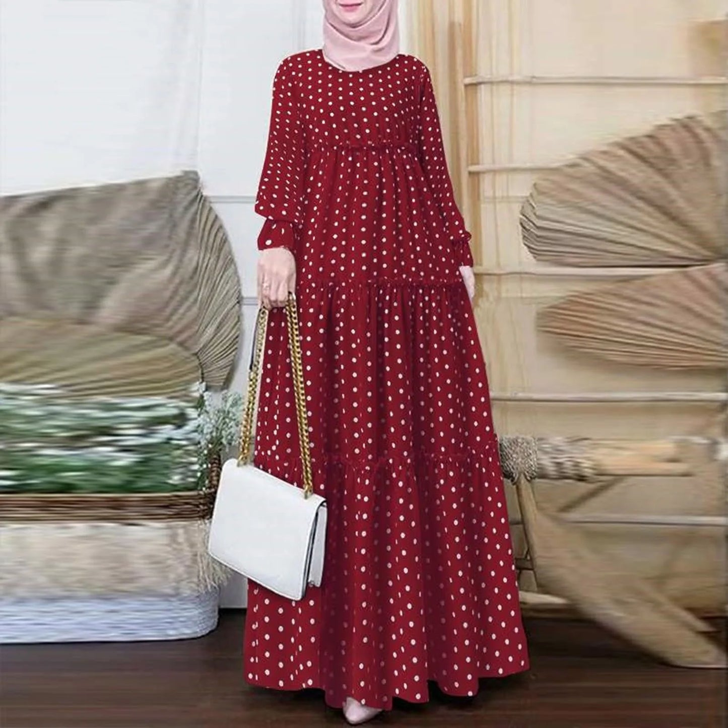 2023 Muslim Dress Female Long Sleeves Islamic Prayer Clothes Gowns for Women for Party Solid Robe Traditional Festival Clothes